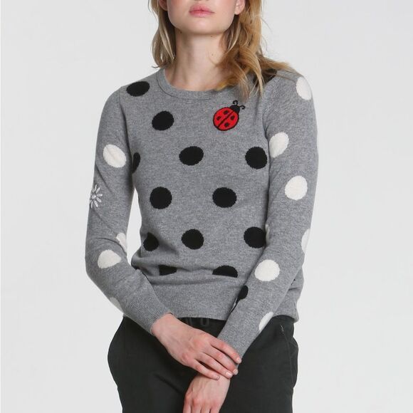 NWOT LABEL + thread L+T Cashmere Wool Mickey Mouse Polka Dot Sweater S - Picture 2 of 12